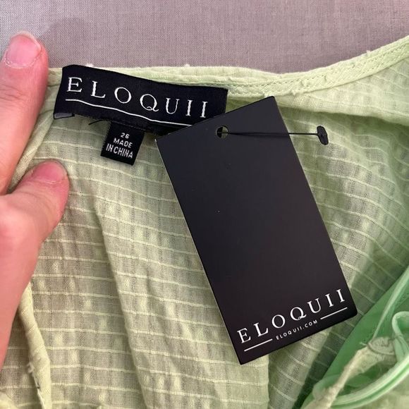 Eloquii NWT lime green long sleeve tie waist mini ruffle hem dress size 26 - Picture 9 of 12